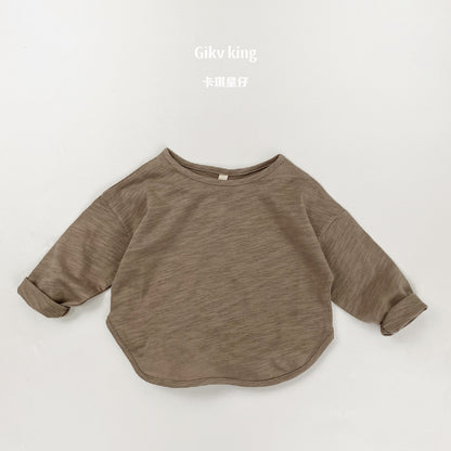 Bamboo Cotton Long Sleeve Crew Neck Top 【mh0012559】