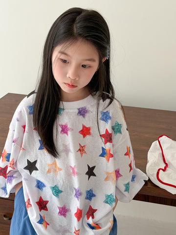 Colorful Star Loose T-shirt スター 半袖Tシャツ【mh0013532】