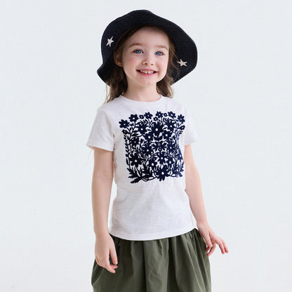 Flocked Print Cotton T-shirt フロッキー 半袖Tシャツ【mh0013184】
