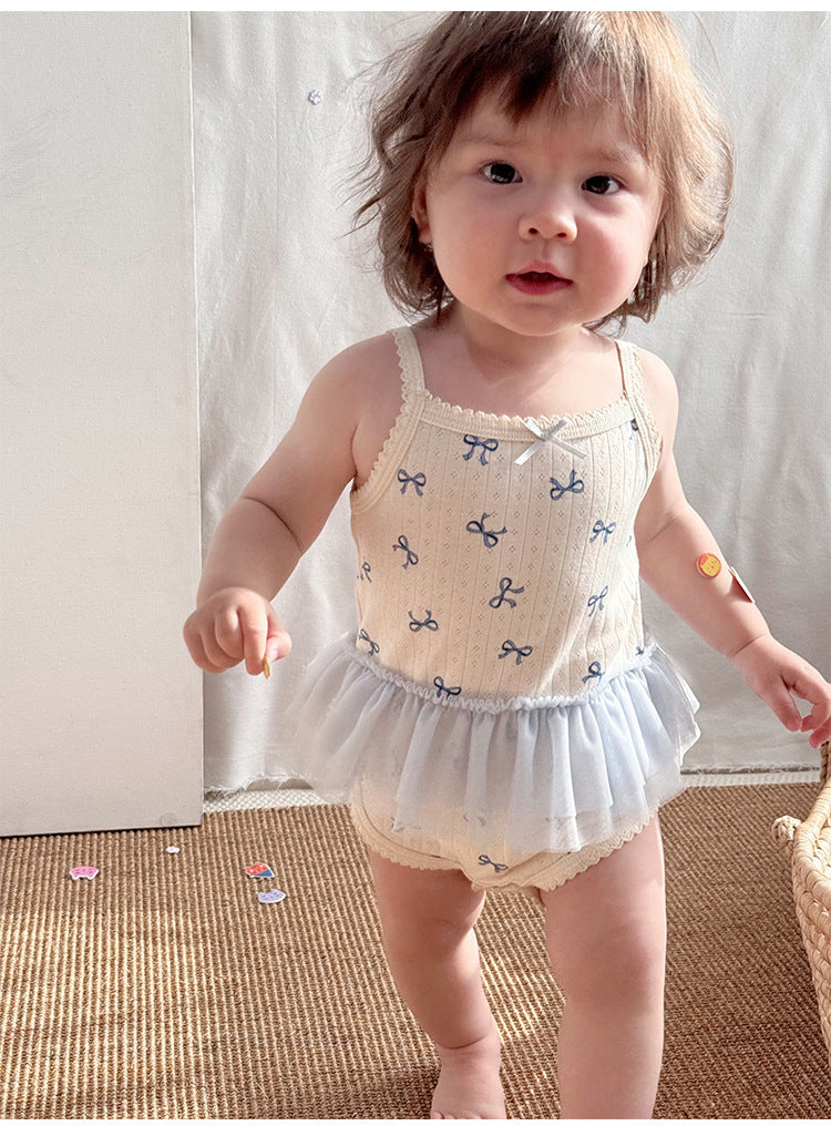 Sleeveless Ruffle Patterned Tulle Dress Romper ハート チュール ノースリーブロンパース【mh0013592】
