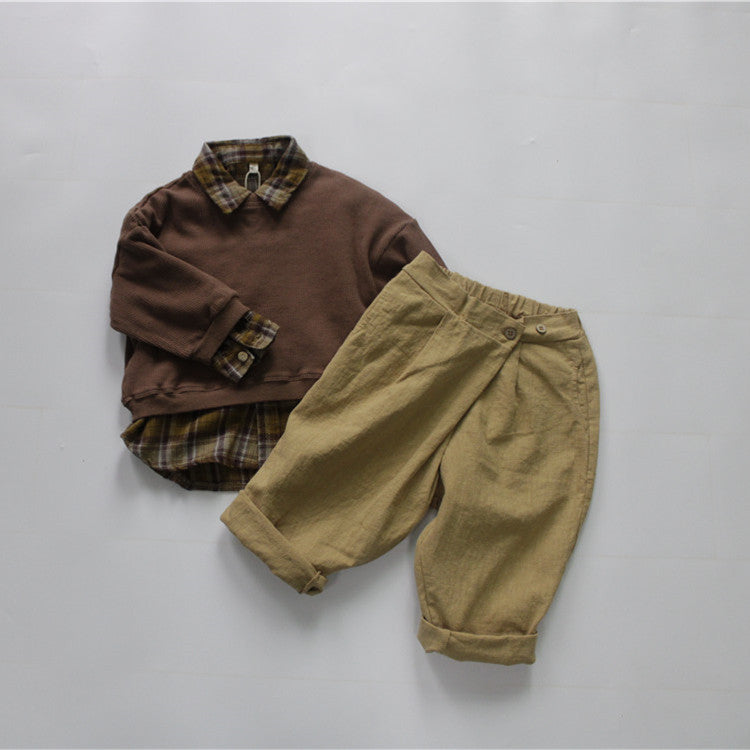 Kids Waffle Dolman Sleeve Loose T-Shirt [mh0001887]