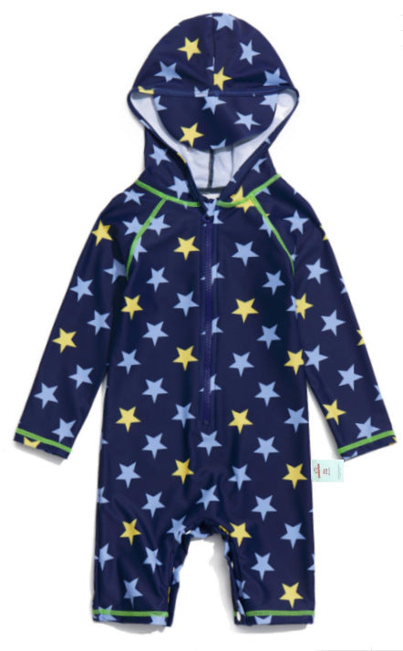 One-piece Hooded Sun-protection Swimsuit プリント フード付き長袖水着【mh0013318】
