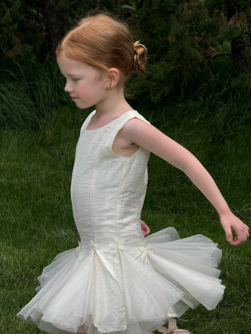 Sleeveless Beaded Floral Princess Dress チュール ノースリーブワンピース【mh0013238】