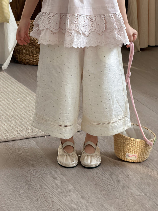 Dot Lace Cropped Wide Pants mh0012759