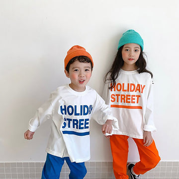 Holiday Street Graphic T-shirt & Pants Set Long Sleeve T-shirt Pants Set [mh0012643]