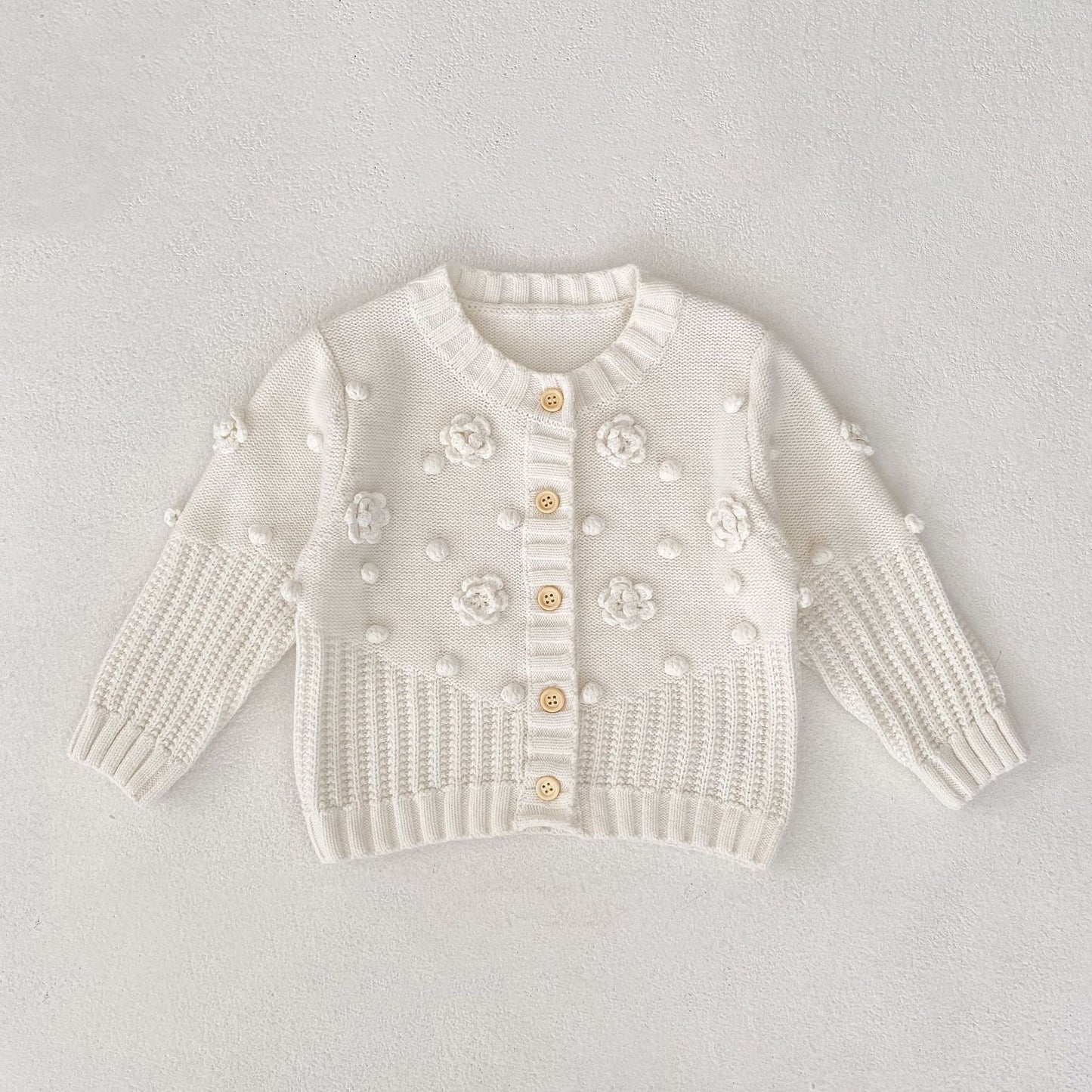 -かぎ編みフラワーニットカーディガン【mh0010846】 - mamahalo shop - カーディガン・パーカー -  べビー服 - 子供服 - 男の子 - 女の子