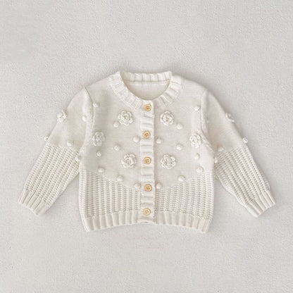 -かぎ編みフラワーニットカーディガン【mh0010846】 - mamahalo shop - カーディガン・パーカー -  べビー服 - 子供服 - 男の子 - 女の子