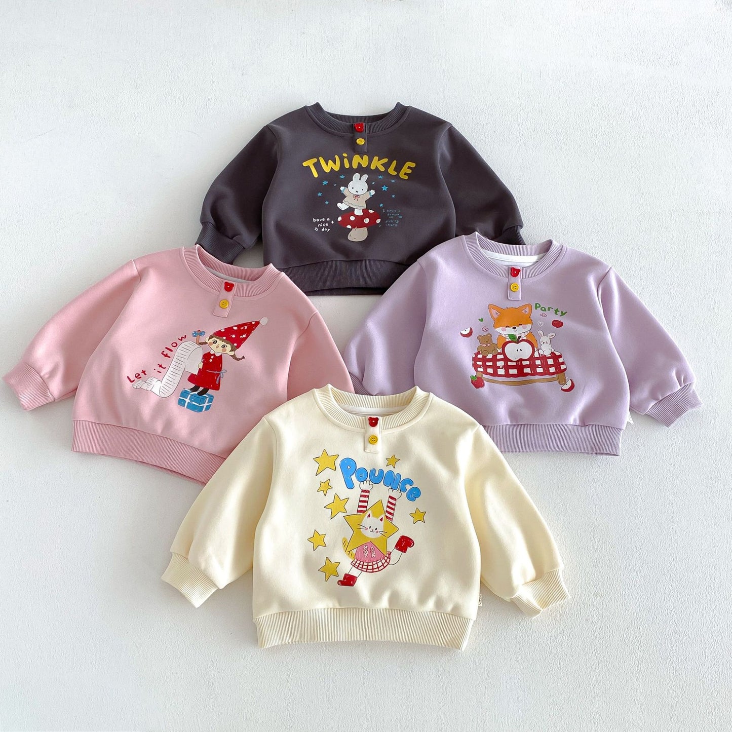 Sudadera de manga larga con estampado de personajes infantiles 【mh0014030】
