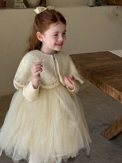 ノースリーブドレスワンピース/ケープ チュールスカート パーティ プリンセス【mh0011879】