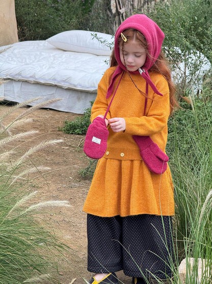 長袖セーターワンピース プルオーバー フリル裾 ドッキング バイカラー ニット【mh0011741】