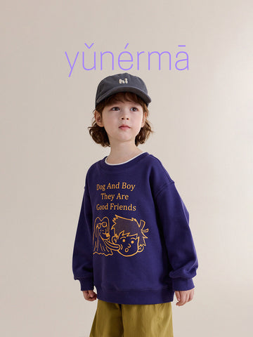 Sudadera de cuello redondo con estampado ilustrado para niños y jóvenes [mh0014260]