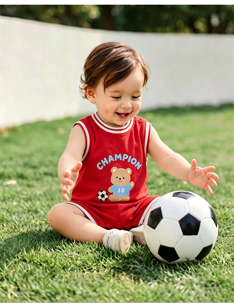 Sleeveless Athletic Bear Romper ナンバリング ノースリーブロンパース【mh0013505】