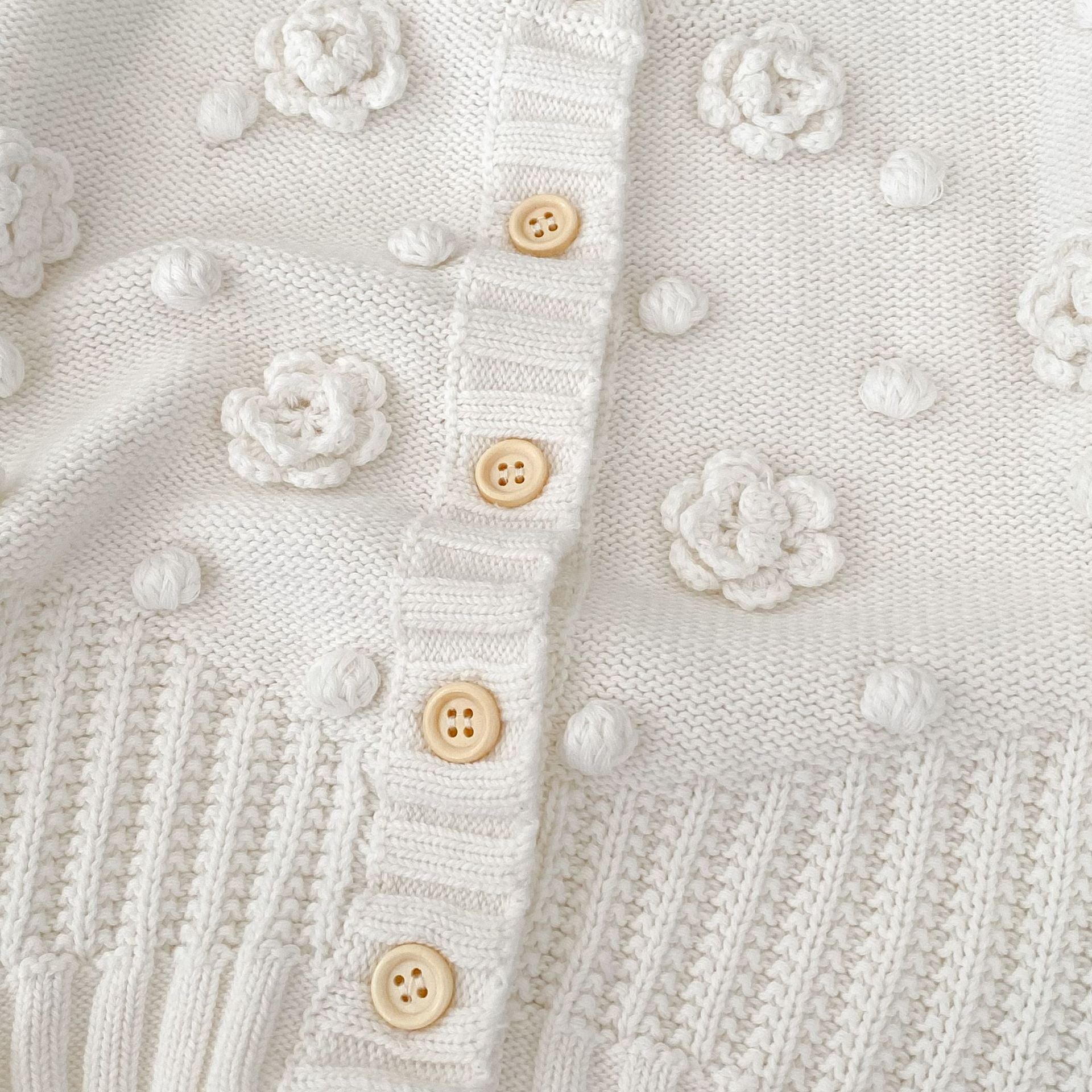 -かぎ編みフラワーニットカーディガン【mh0010846】 - mamahalo shop - カーディガン・パーカー -  べビー服 - 子供服 - 男の子 - 女の子