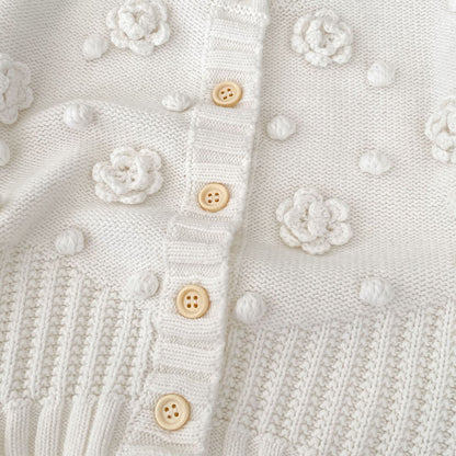 -かぎ編みフラワーニットカーディガン【mh0010846】 - mamahalo shop - カーディガン・パーカー -  べビー服 - 子供服 - 男の子 - 女の子