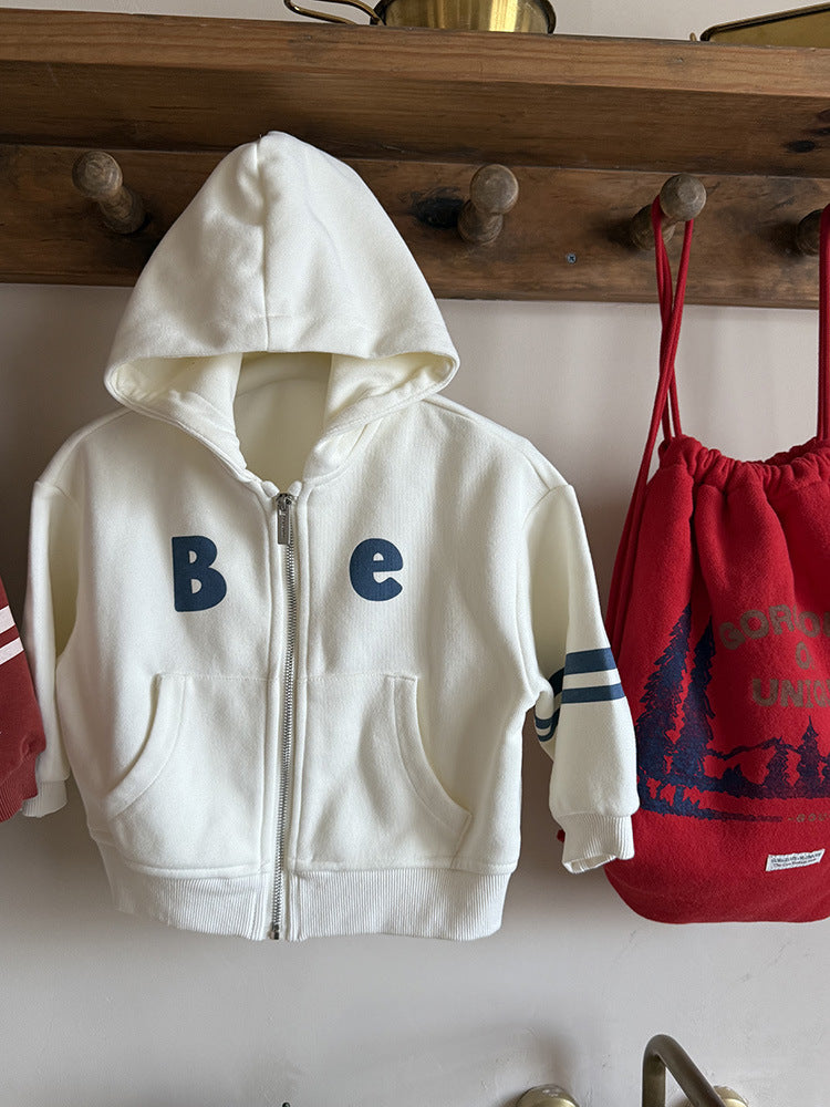 -ロゴ入りジップアップフーディパーカー フード付き長袖スウェット【mh0011051】 - mamahalo shop - カーディガン・パーカー -  べビー服 - 子供服 - 男の子 - 女の子