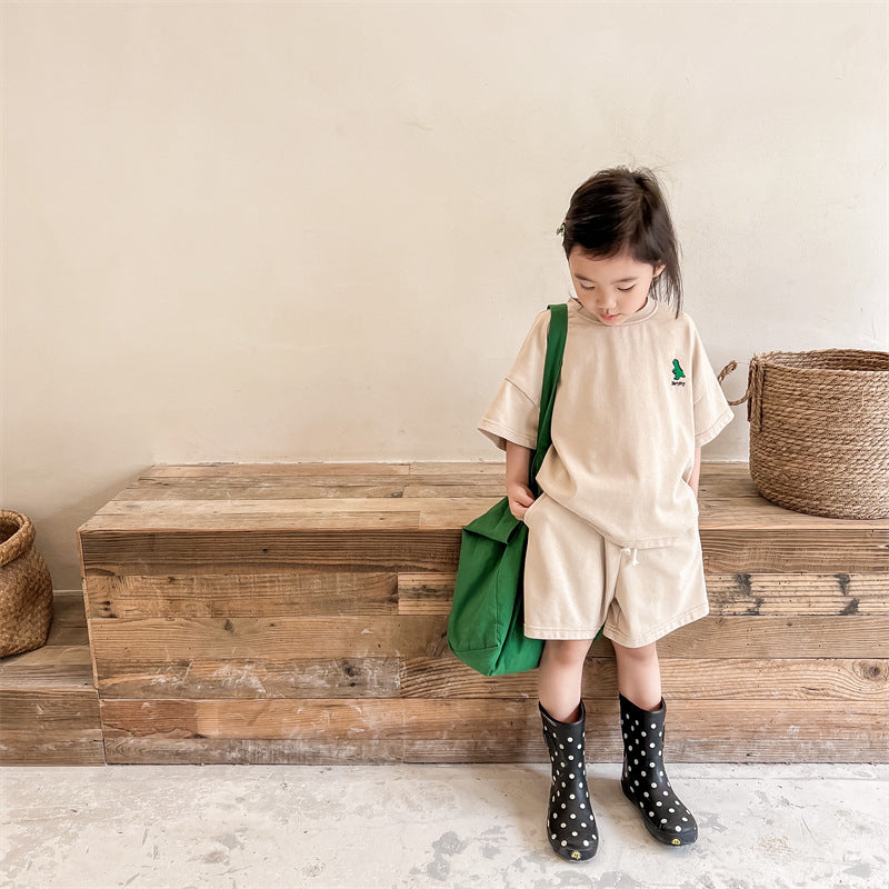 Kids Dinosaur One-Point Short-Sleeve T-Shirt & Shorts Set [mh0000881]