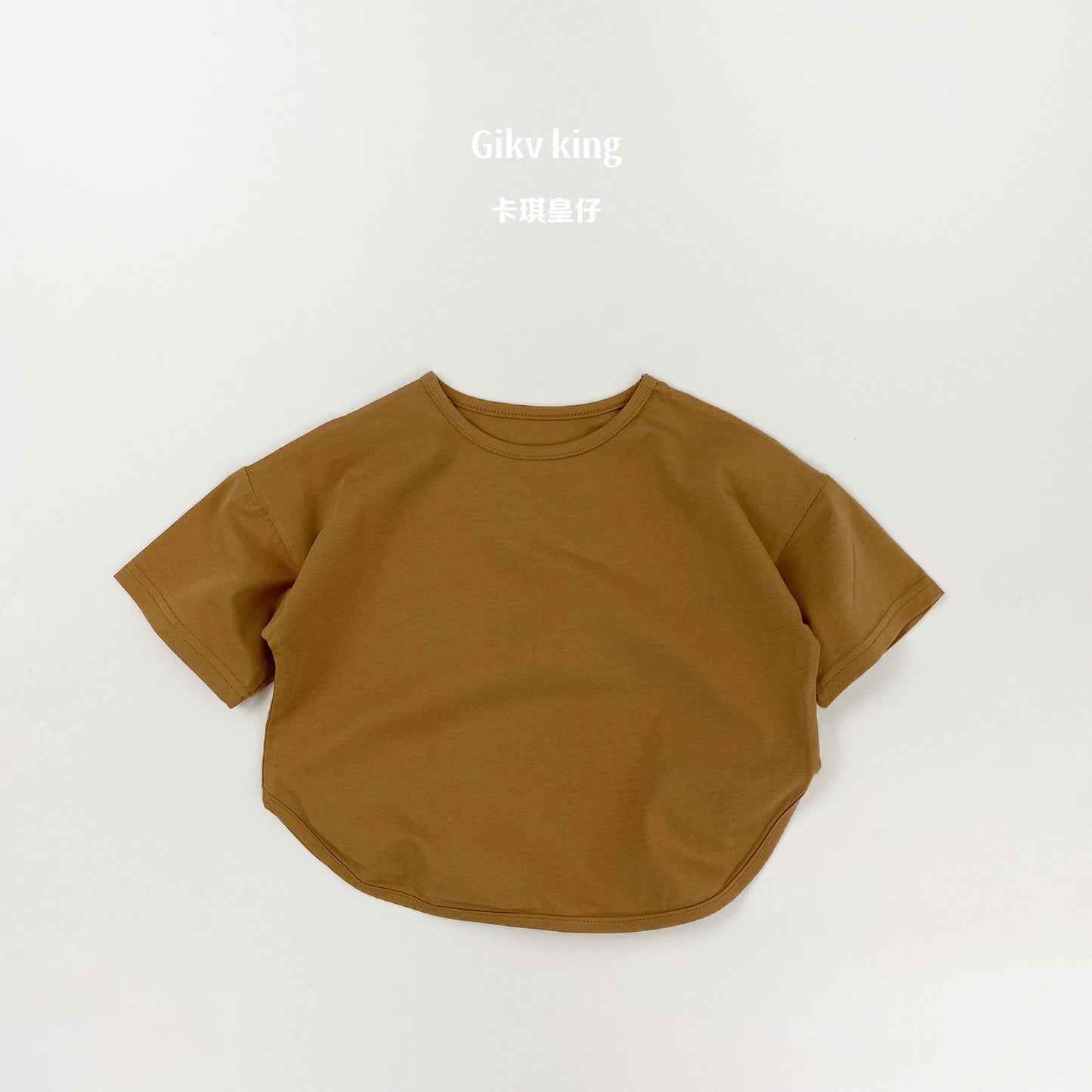 Curved Hem Solid Short Sleeve T-shirt クルーネック 無地 半袖Tシャツ【mh0012830】