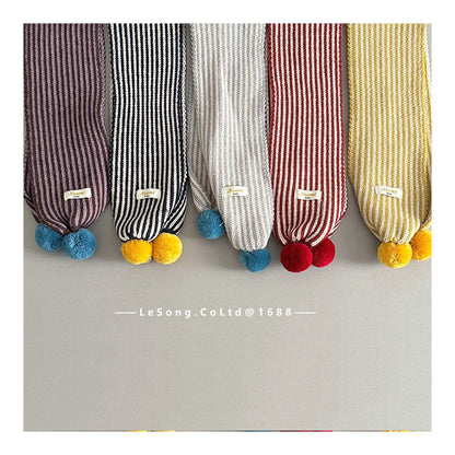 キッズマフラー ニット ストライプ ぽんぽん ネックウィーマー【mh0011801】