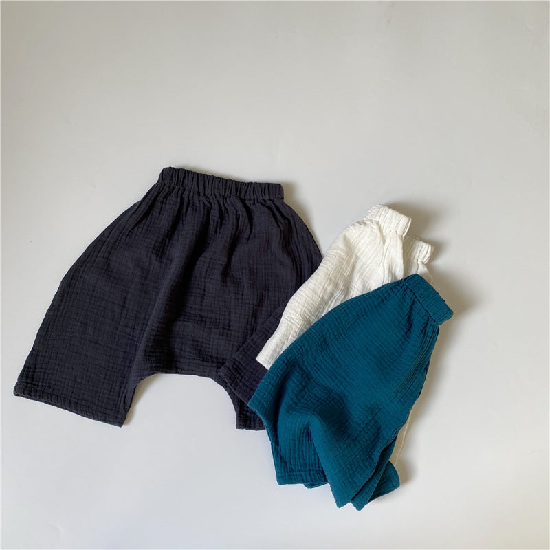 Gauze Loose Drop Crotch Shorts ダブルガーゼ ハーフパンツ【mh0013639】