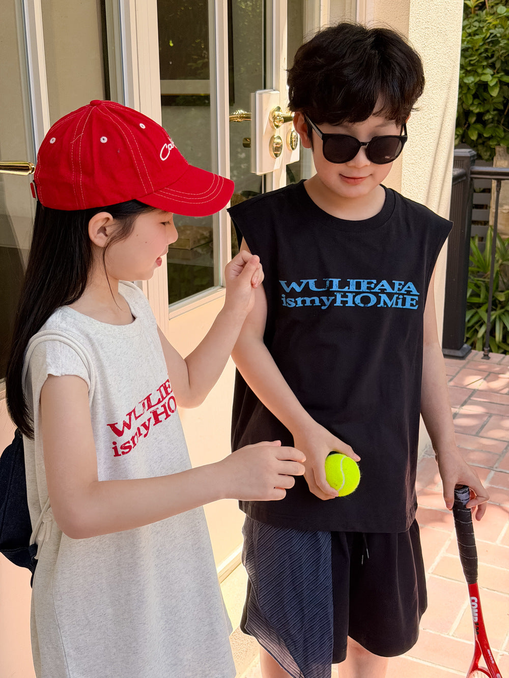 Sporty Lettering Sleeveless Shorts Set ロゴ ノースリーブTシャツ ハーフパンツ セット【mh0013535】