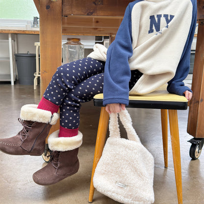 裏起毛リブレギンスパンツ 星スタープリント デイリーパンツ【mh0011908】