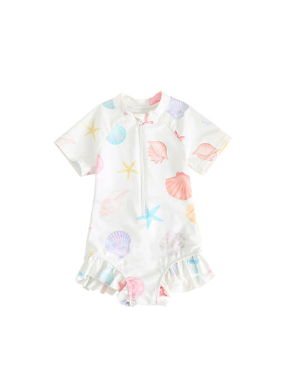 UPF50 Plus Shell Printed Short Sleeve One-piece シェルプリント 半袖 水着【mh0012605】