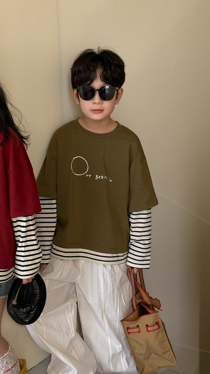 Layered Striped Long Sleeve T-shirt レイヤード ボーダー 長袖Tシャツ【mh0012517】
