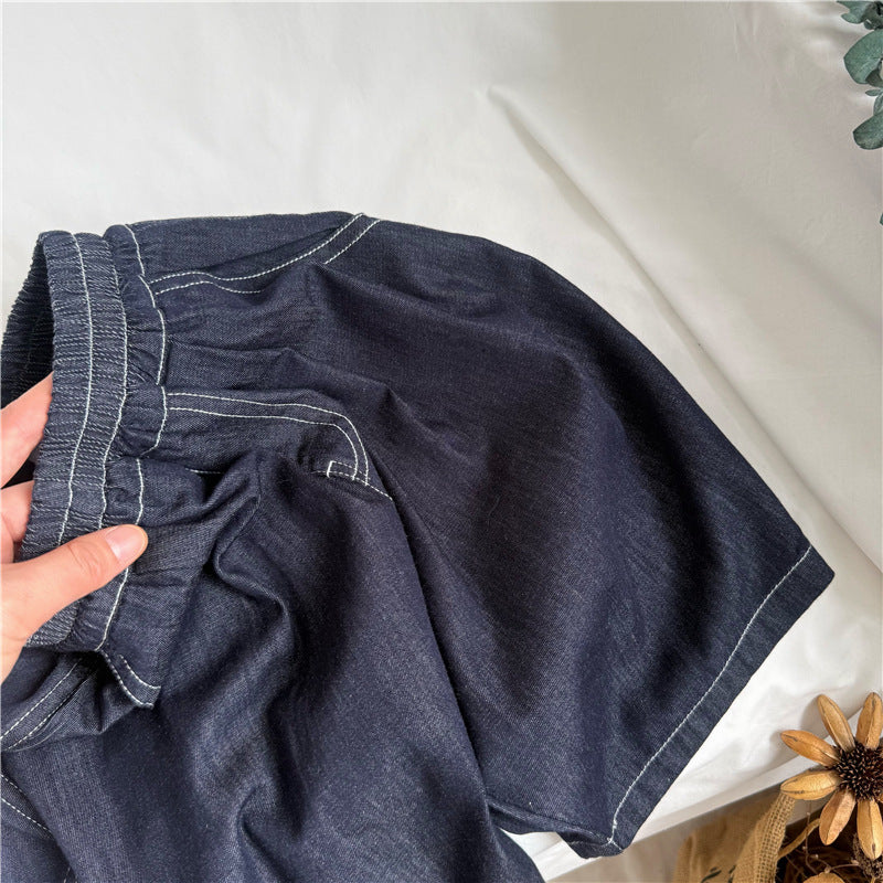 GL-kids Pantalones vaqueros estilo globo ligeros de verano estilo coreano para niños y niñas, jeans informales versátiles de estilo moderno【mh0013640】
