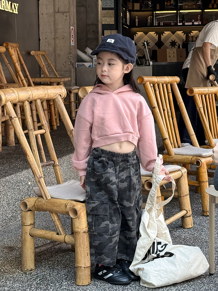 -クロップド丈パーカー 刺繍ロゴ入りフーディー ショートスウェット【mh0011053】 - mamahalo shop - カーディガン・パーカー -  べビー服 - 子供服 - 男の子 - 女の子