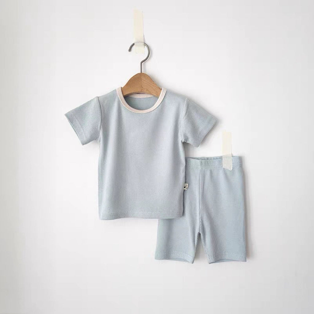 Crew Neck Short-Sleeve T-shirt Shorts Set Daily Short Sleeve T-shirt Shorts Set [mh0013277]