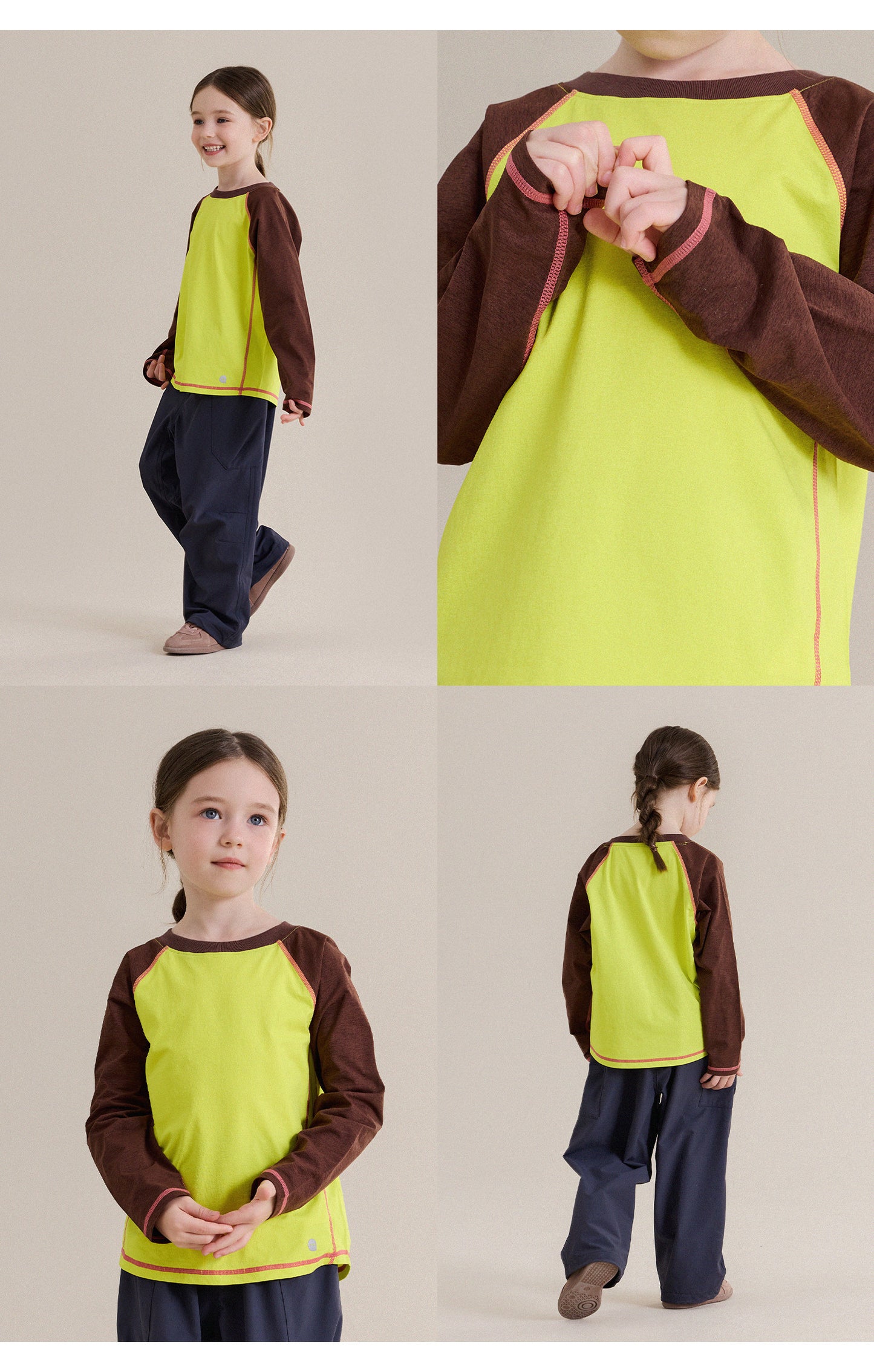 Kids' Junior Color-Block Raglan Sleeve Quick Dry Long Sleeve T-Shirt [mh0013984]