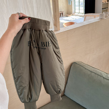 中綿防寒パンツ ジョガーパンツ 暖パン ロゴプリント【mh0011916】