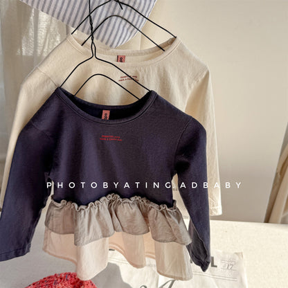 -フリル裾リブ長袖Tシャツチュニックカットソー【mh0010803】 - mamahalo shop - 長袖Tシャツ -  べビー服 - 子供服 - 男の子 - 女の子