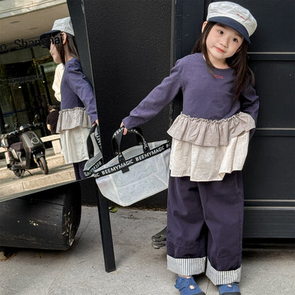 -フリル裾リブ長袖Tシャツチュニックカットソー【mh0010803】 - mamahalo shop - 長袖Tシャツ -  べビー服 - 子供服 - 男の子 - 女の子