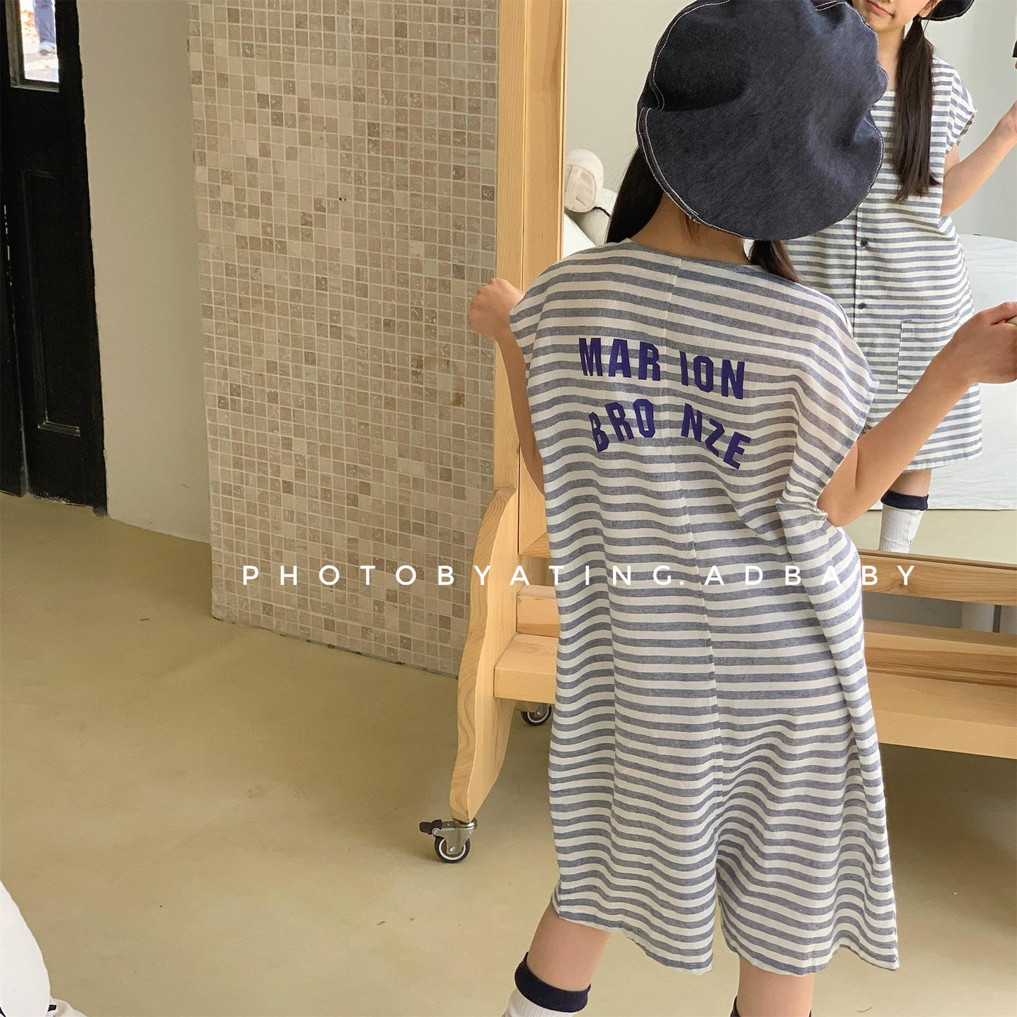 Striped Sleeveless All-in-one ボーダー ノースリーブジャンプスーツ【mh0013219】