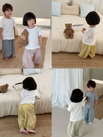 Gathered Hem Long Pants - Natural [mh0013687]
