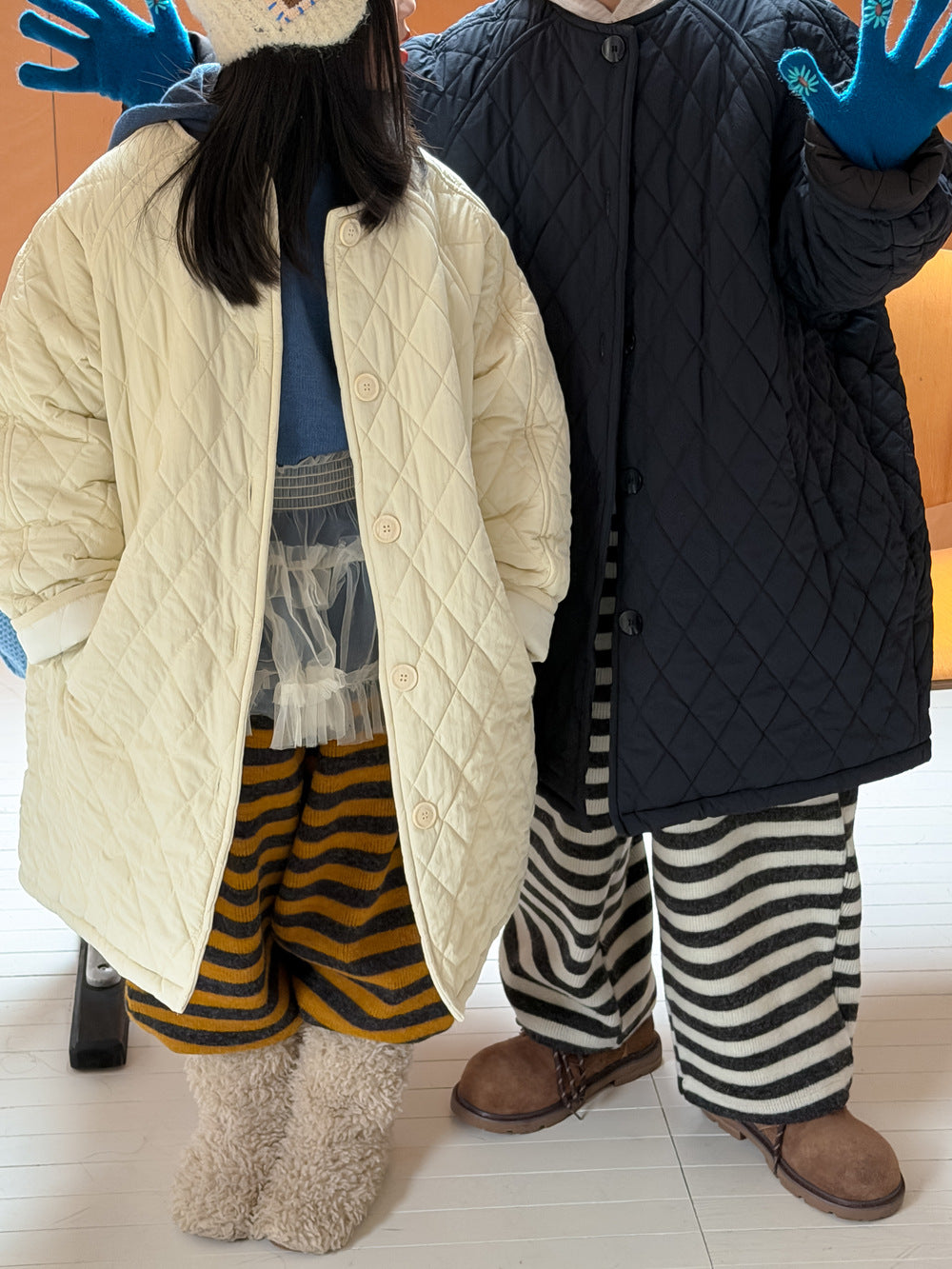 ミドル丈キルトコート キルティング ノーカラー アウター【mh0011878】