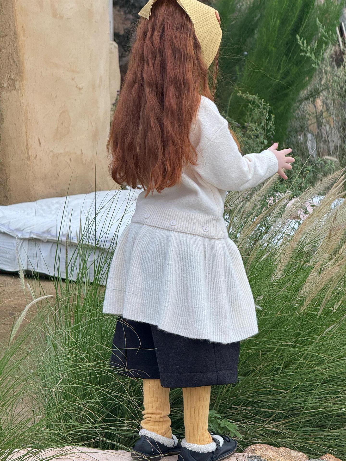 長袖セーターワンピース プルオーバー フリル裾 ドッキング バイカラー ニット【mh0011741】