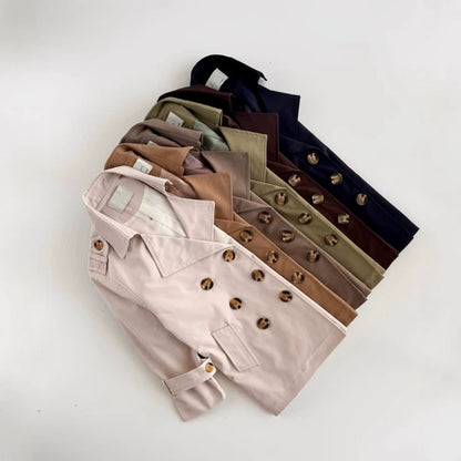 Kids' Double-Button Belted Mid-Length Trench Coat [mh0014731]