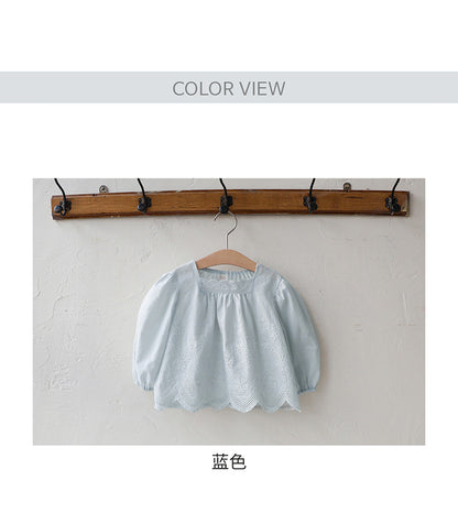 -スクエアネックレースブラウス長袖トップス刺繍カットワーク【mh0010823】 - mamahalo shop - 長袖シャツ・ブラウス -  べビー服 - 子供服 - 男の子 - 女の子