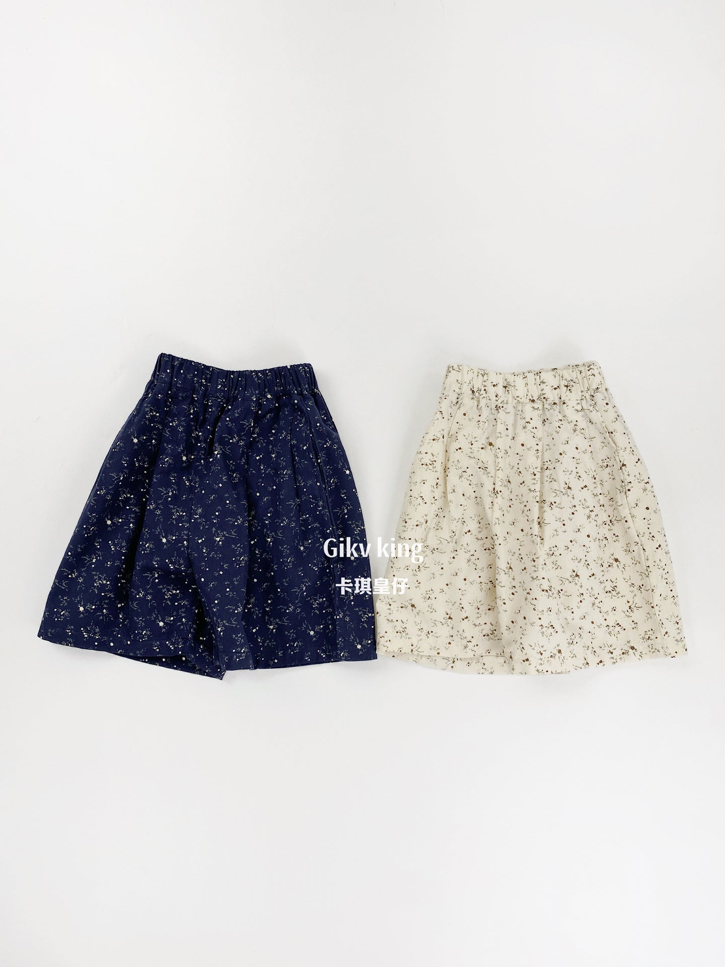 Floral Print Cotton Elastic Waist Shorts 小花柄プリント ハーフパンツ【mh0013480】