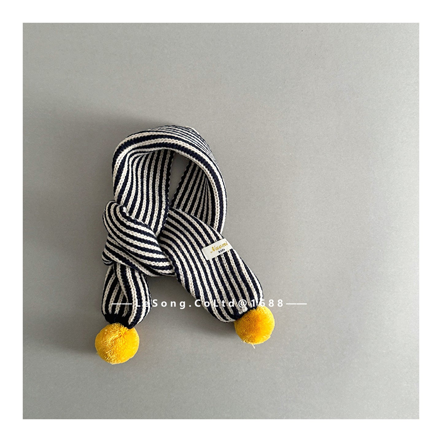 キッズマフラー ニット ストライプ ぽんぽん ネックウィーマー【mh0011801】