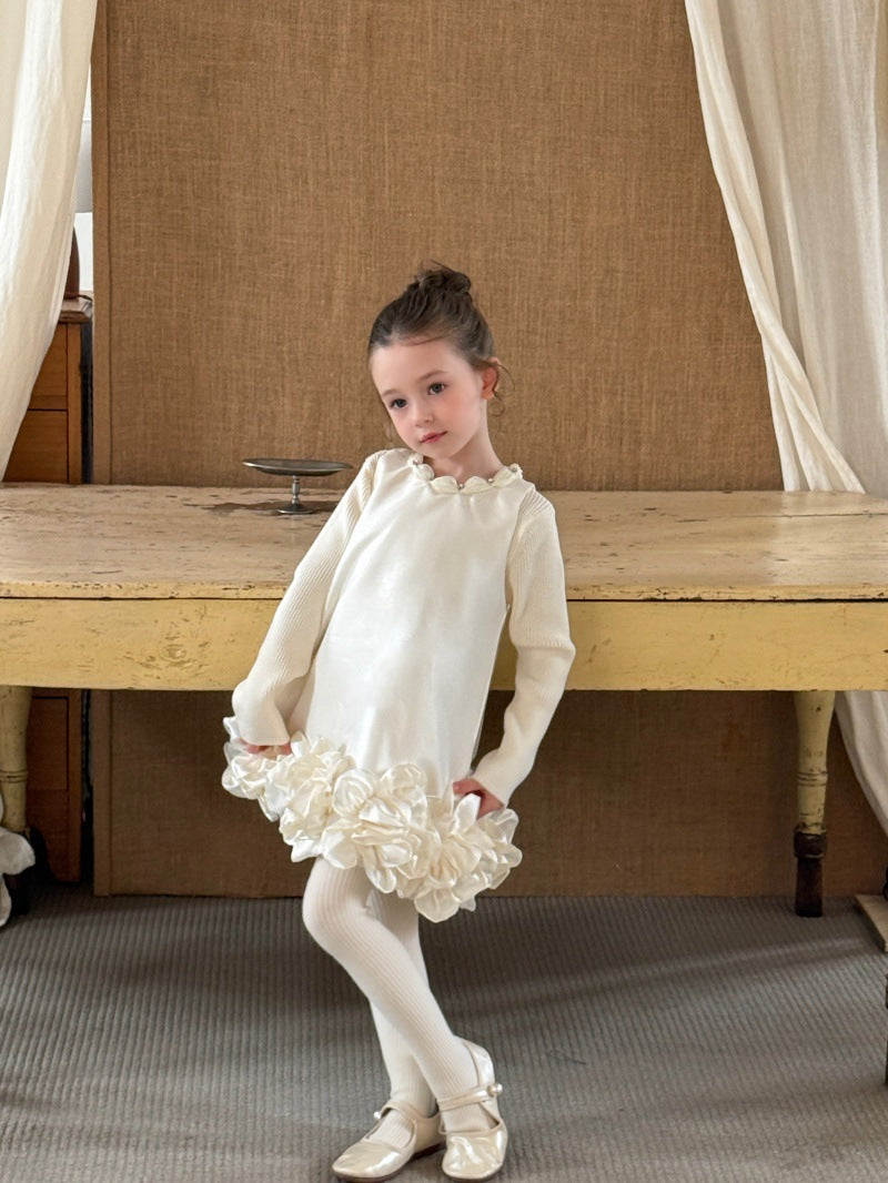 Kids' 3D Floral Ruffled Hem Sleeveless Dress [mh0014083]