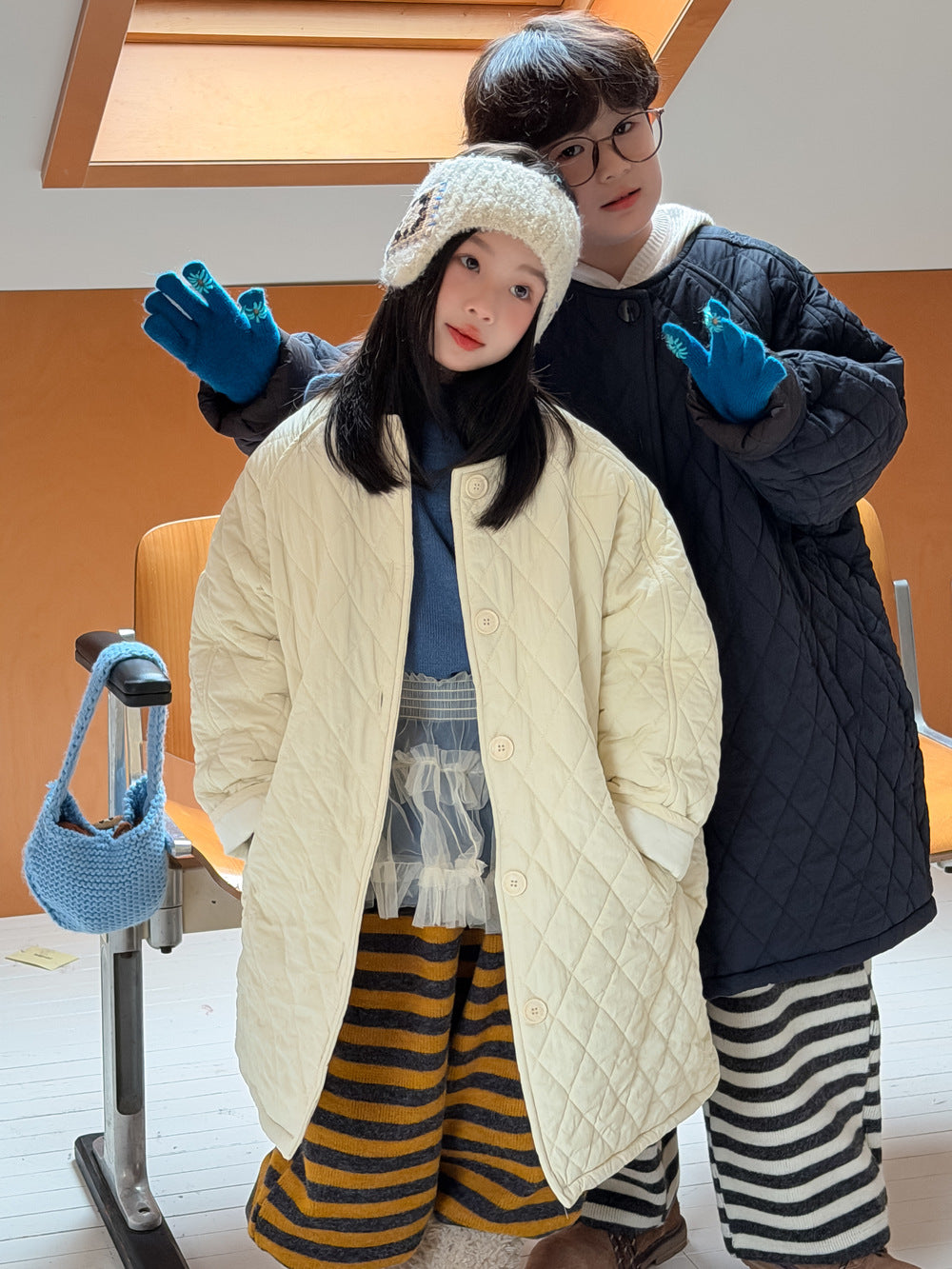 ミドル丈キルトコート キルティング ノーカラー アウター【mh0011878】