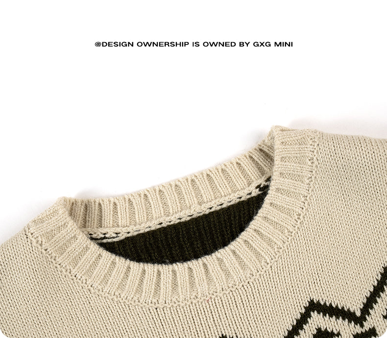 -長袖ニットセーター フェアアイル柄 北欧風 クルーネック プルオーバー【mh0011307】 - mamahalo shop - ニット・セーター -  べビー服 - 子供服 - 男の子 - 女の子