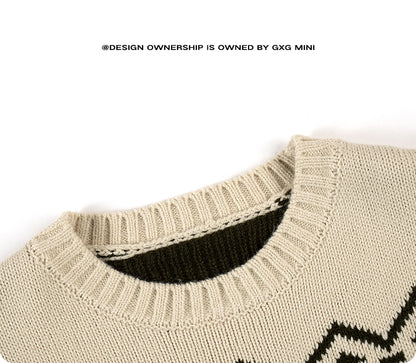 -長袖ニットセーター フェアアイル柄 北欧風 クルーネック プルオーバー【mh0011307】 - mamahalo shop - ニット・セーター -  べビー服 - 子供服 - 男の子 - 女の子