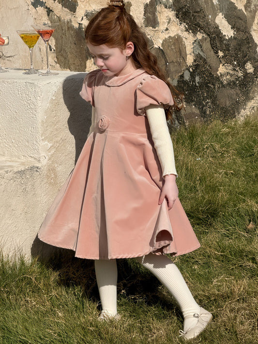 半袖パフスリーブワンピース レトロ クラッシック 発表会 ドレス【mh0011892】