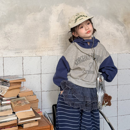 フーディスウェットトレーナー フード付き ロゴプリント パッチワーク【mh0011909】