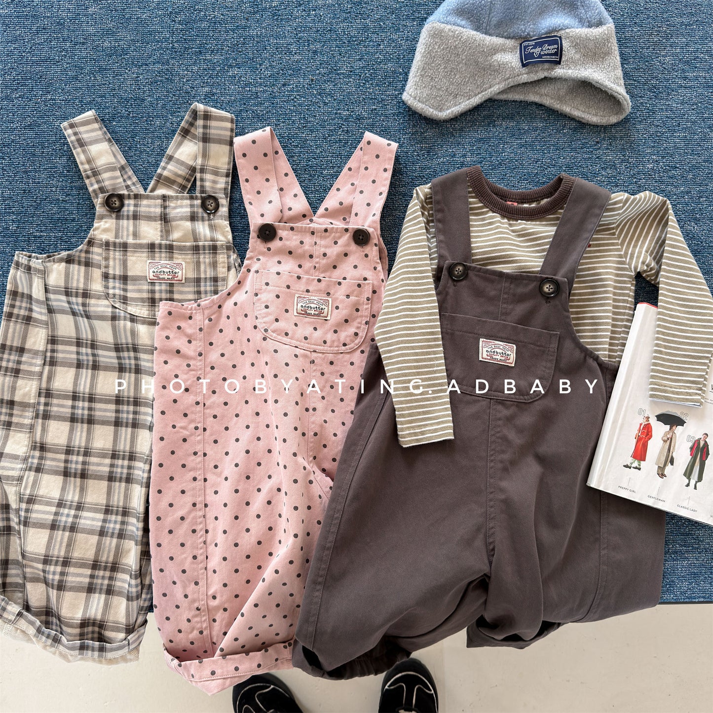 Kids' Polka Dot & Check Pocket Overalls [mh0014053]