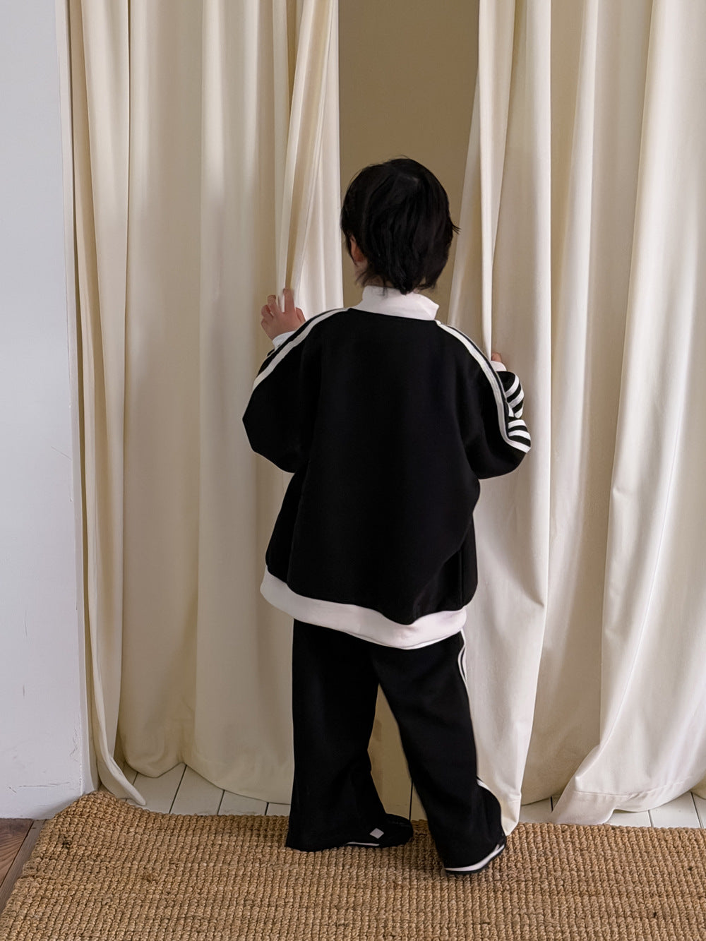 キッズ ジュニア サイドライン ジップアップ ルーズ ジャケット トラックパンツ セット【mh0014385】